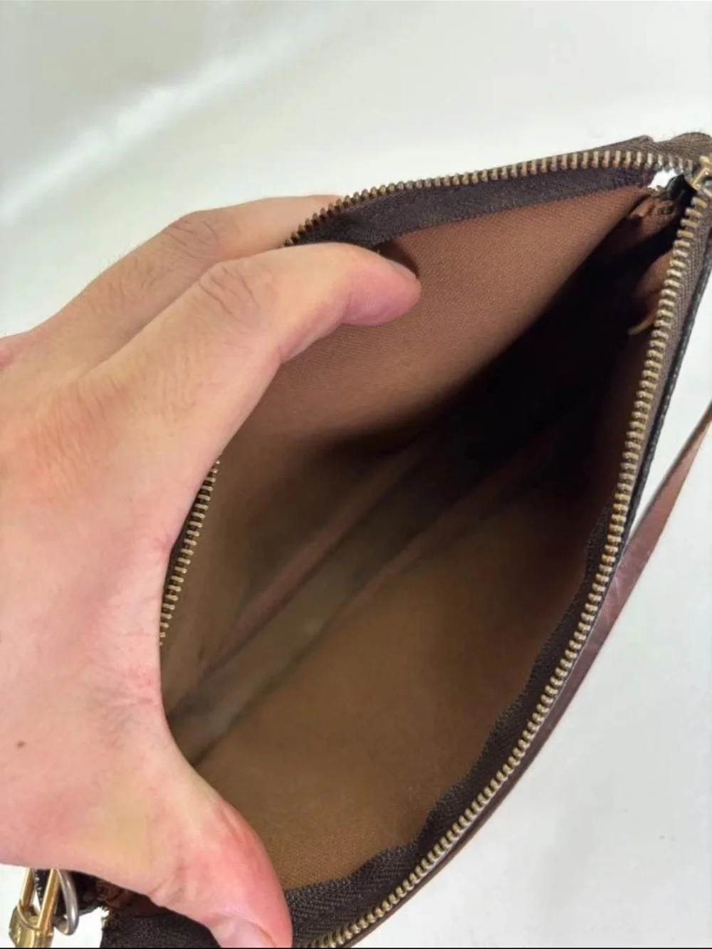 Louis Vuitton Monogram Canvas Shoulder Bag in Brown with Gold Hardware